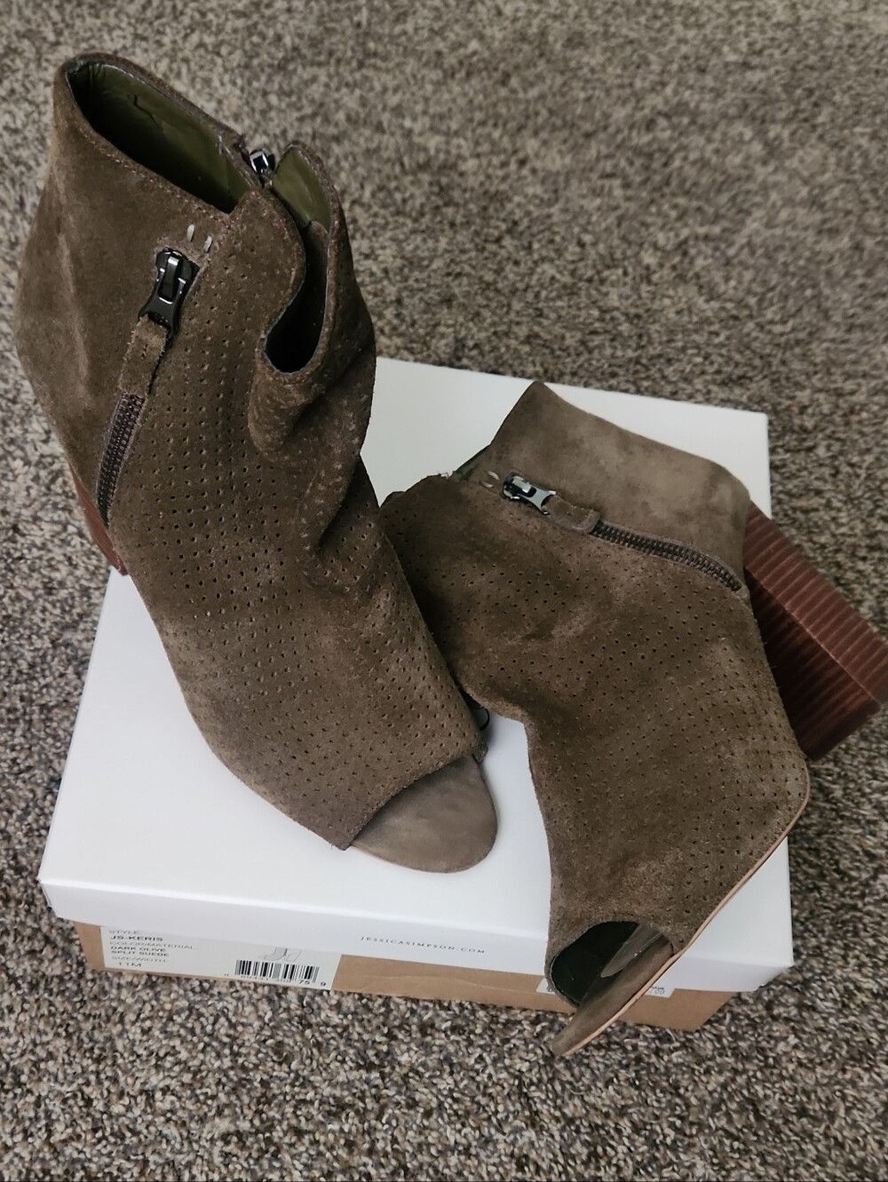 Women's Open-Toe Suede Ankle Booties in Taupe